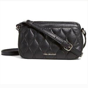 Vera Bradley Crossbody Bag Women's Black Quilted Leather Gold Hardware‎